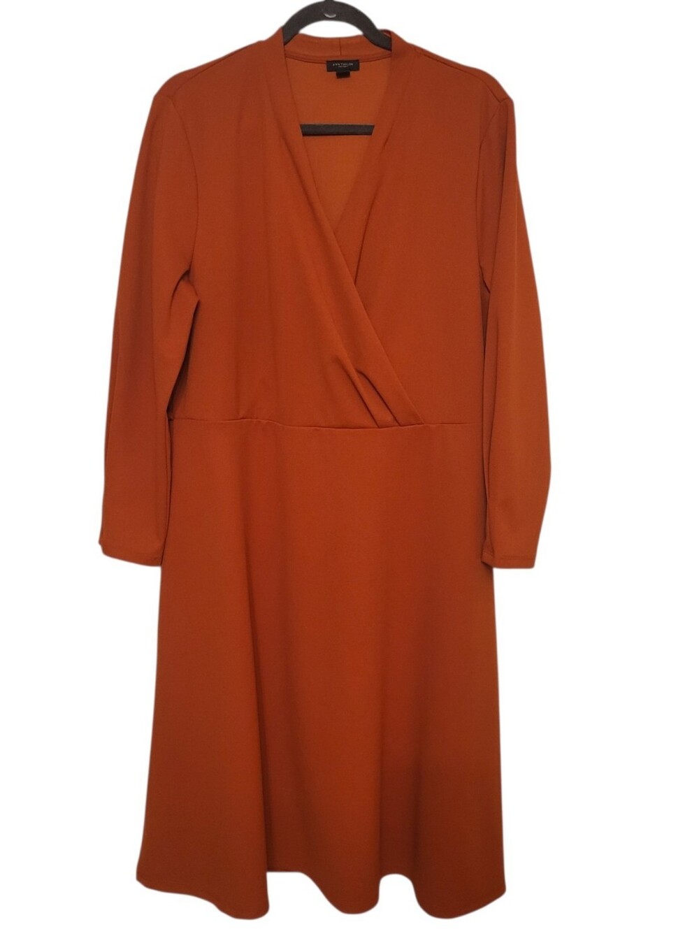 Ann Taylor Rust Orange Faux Wrap Sheath Dress Size XL